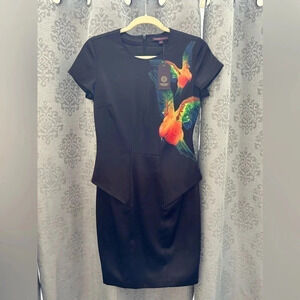Marchesa Voyage Black Peplum Mini Dress. Size 4